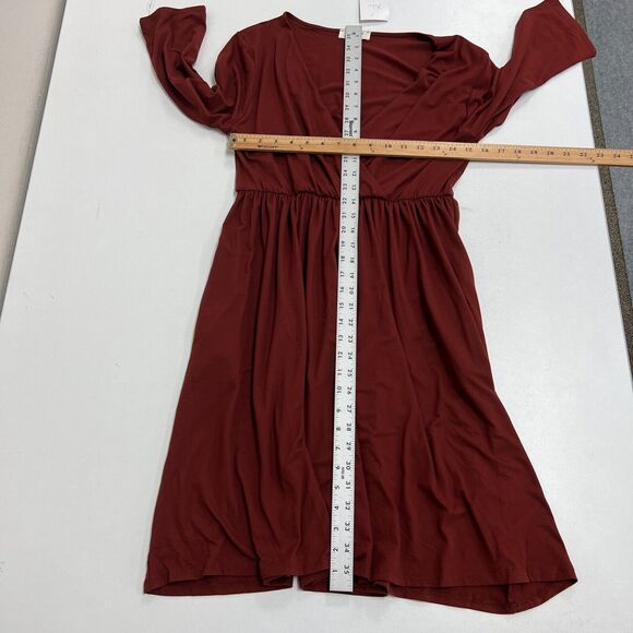 Zenana Surplice Dress Womens XL Extra Large Rust Red Quarter Sleeve Stretch - Picture 8 of 12